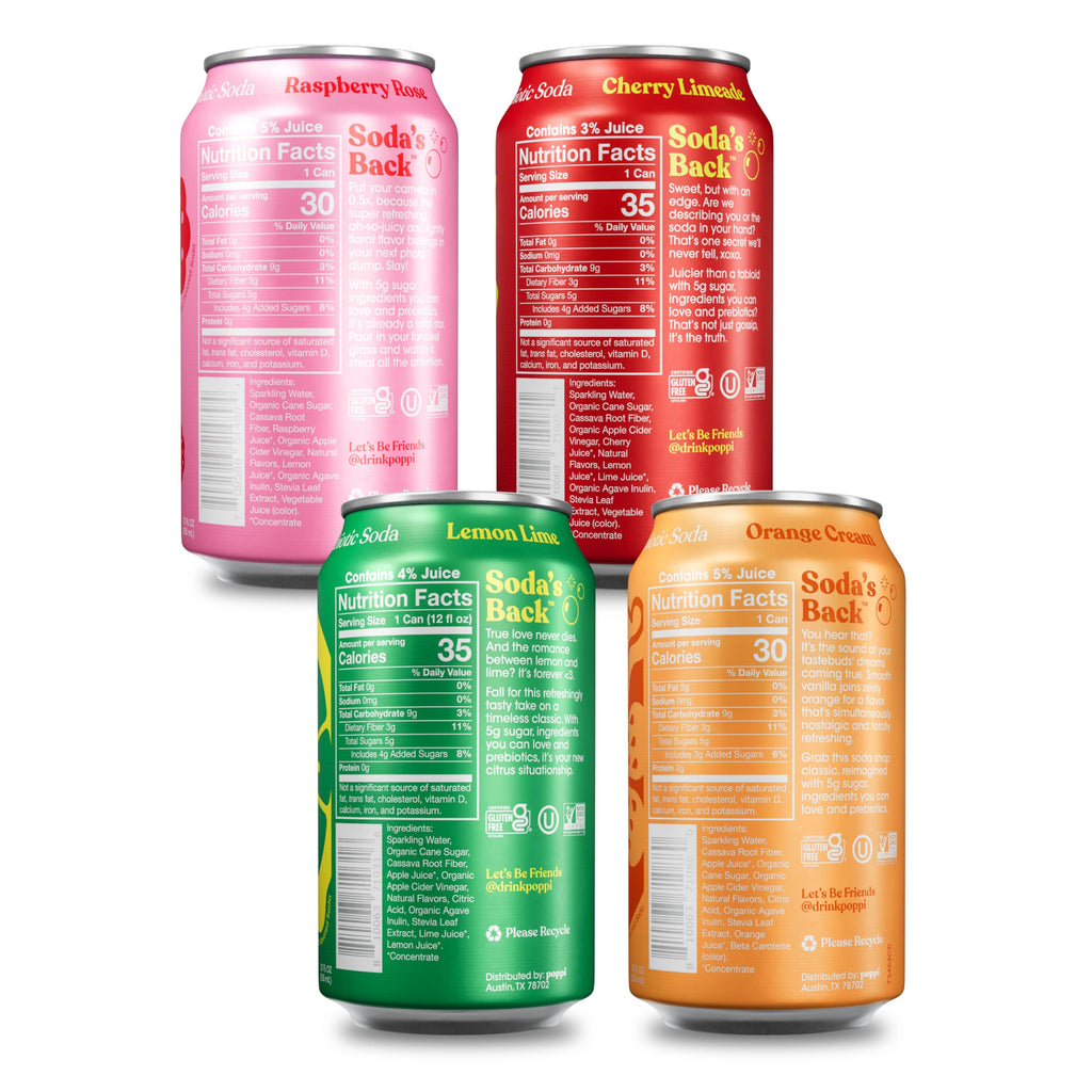 Poppi Prebiotic Soda, Sparkling Water & Fruit Juice, Major Mix, 12 Oz, 12 Pack