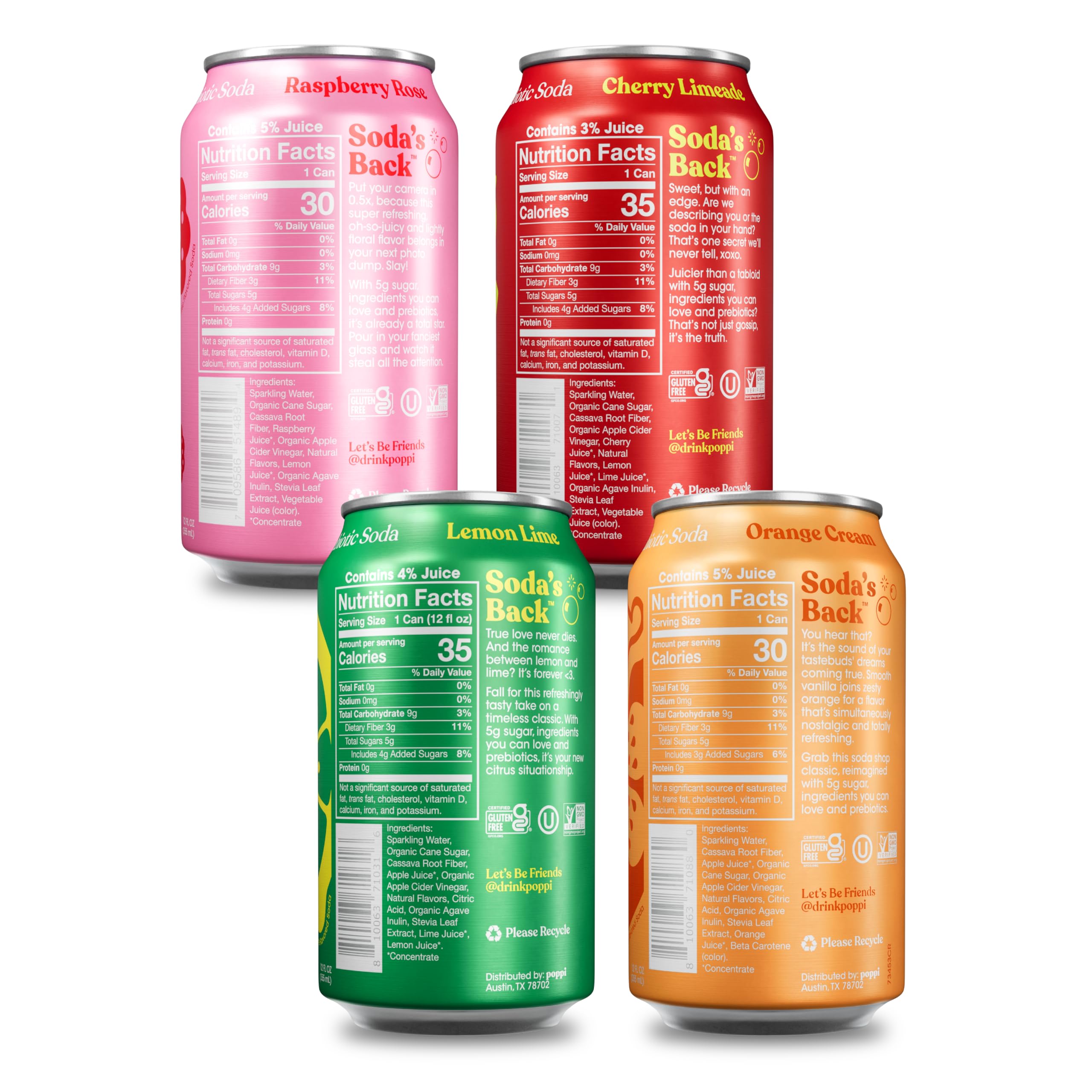 Poppi Prebiotic Soda, Sparkling Water & Fruit Juice, Major Mix, 12 Oz, 12 Pack