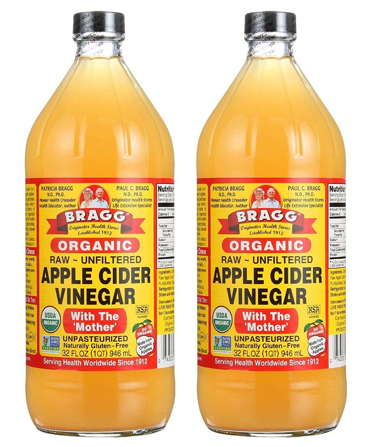 Bragg Usda Organic Raw Apple Cider Vinegar 32 Fl Oz (Pack of 2)