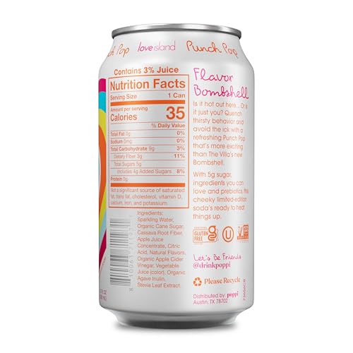 Poppi Sparkling Prebiotic Soda Beverage with Apple Cider Vinegar, Seltzer Water and Fruit Juice, Packaging May Vary, 12 oz, Pack of 12