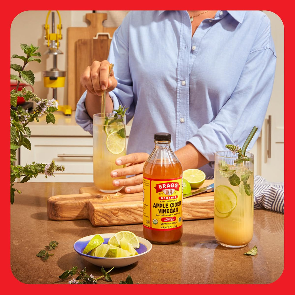 Bragg Organic Apple Cider Vinegar With the Mother– Raw, Unfiltered All Natural Ingredients