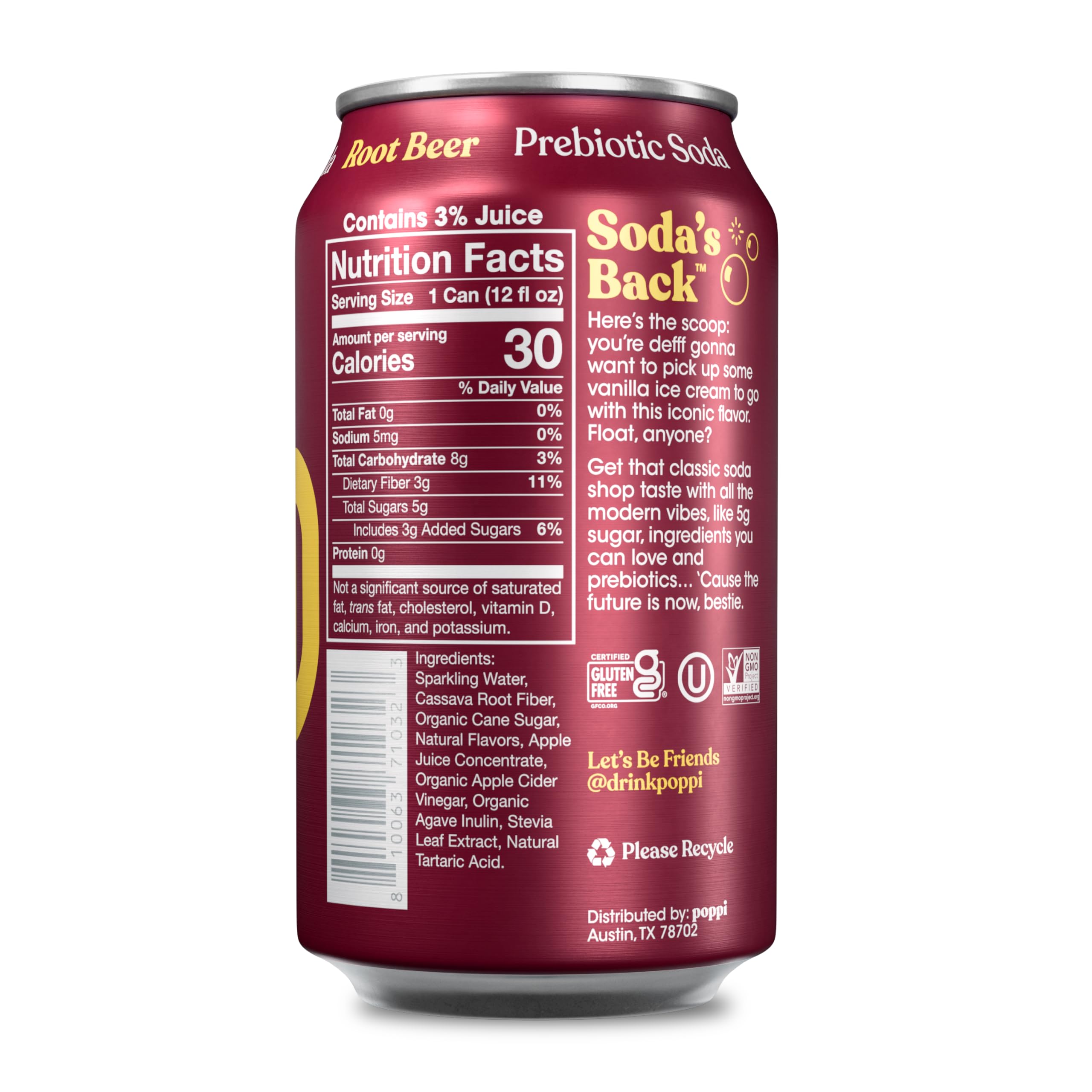 Poppi Sparkling Prebiotic Soda Beverage with Apple Cider Vinegar, Seltzer Water and Fruit Juice, Packaging May Vary, 12 oz, Pack of 12