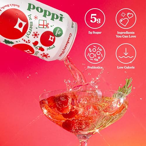 Poppi Sparkling Prebiotic Soda Beverage with Apple Cider Vinegar, Seltzer Water and Fruit Juice, Packaging May Vary, 12 oz, Pack of 12