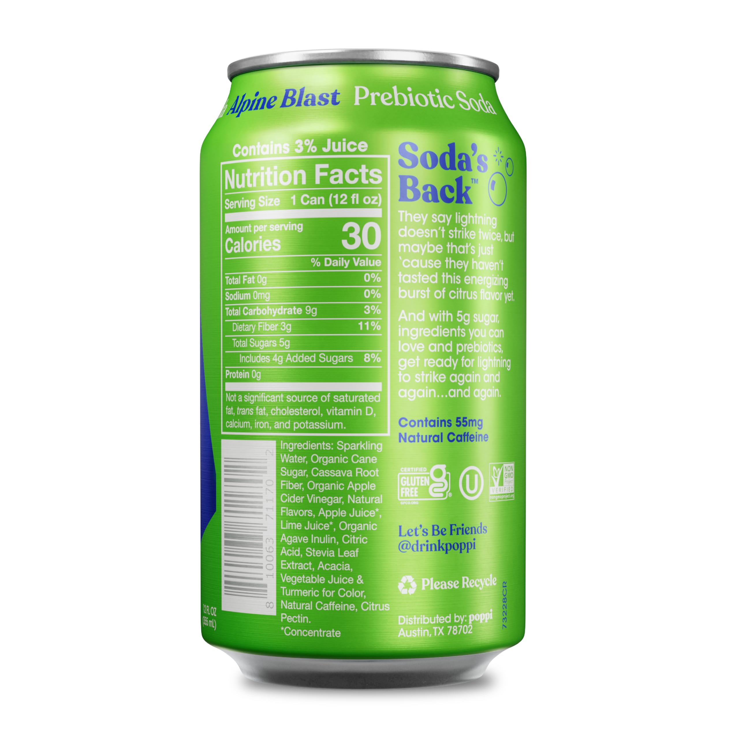 Poppi Sparkling Prebiotic Soda Beverage with Apple Cider Vinegar, Seltzer Water and Fruit Juice, Packaging May Vary, 12 oz, Pack of 12