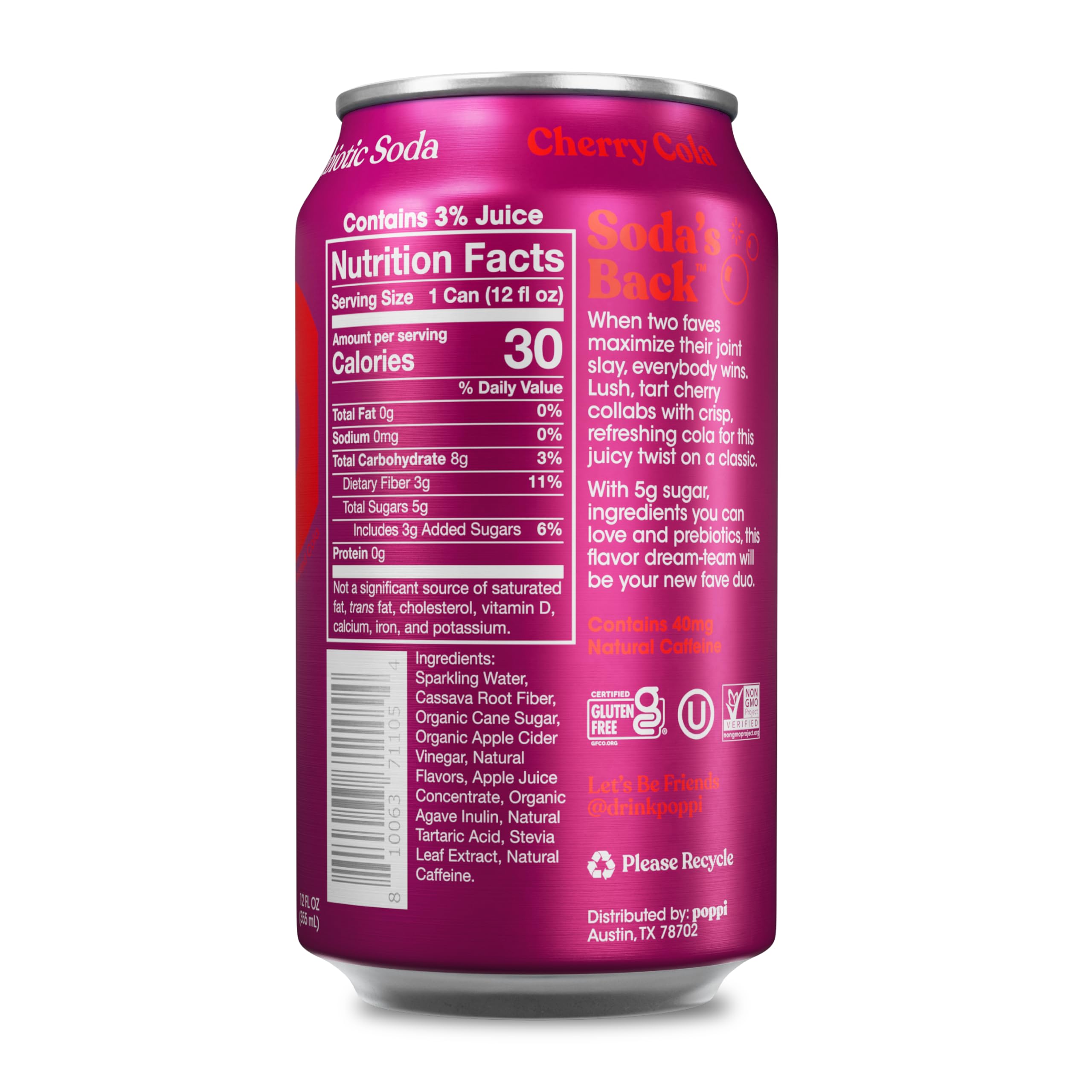 Poppi Sparkling Prebiotic Soda Beverage with Apple Cider Vinegar, Seltzer Water and Fruit Juice, Packaging May Vary, 12 oz, Pack of 12
