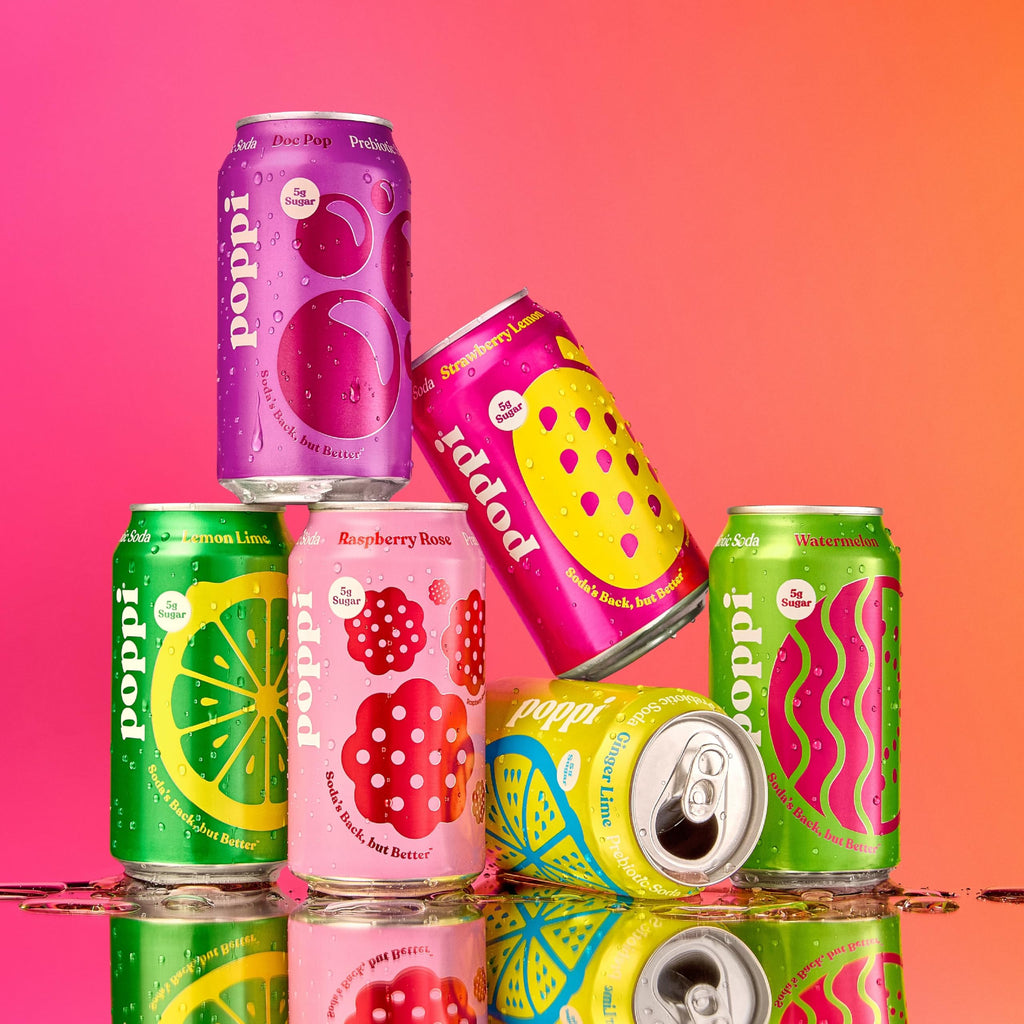 Poppi Prebiotic Soda, Sparkling Water & Fruit Juice, Major Mix, 12 Oz, 12 Pack