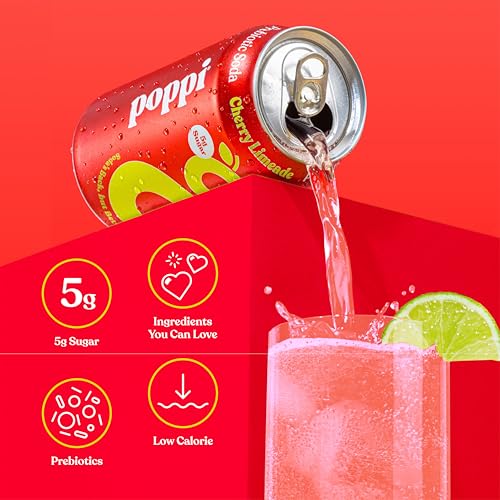 Poppi Sparkling Prebiotic Soda Beverage with Apple Cider Vinegar, Seltzer Water and Fruit Juice, Packaging May Vary, 12 oz, Pack of 12