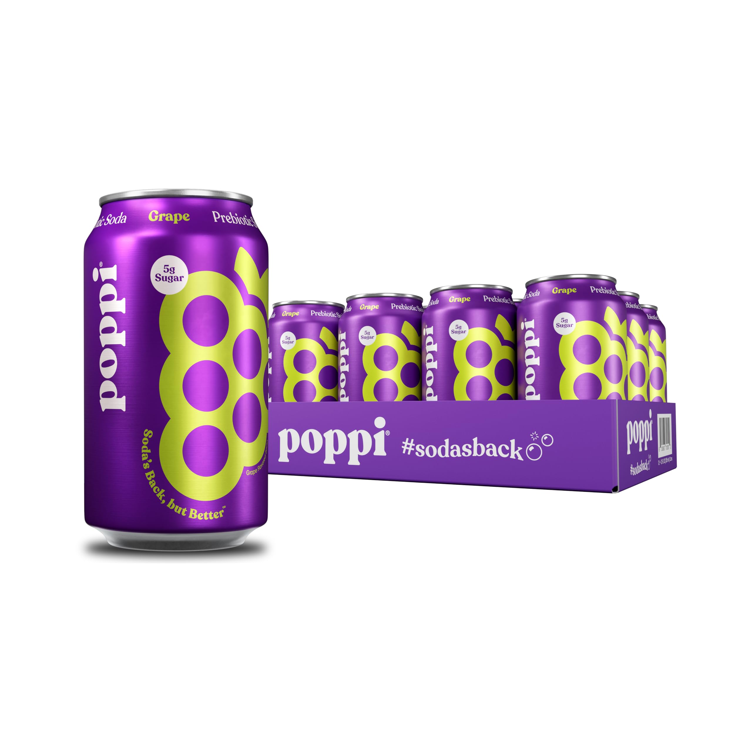 Poppi Sparkling Prebiotic Soda Beverage with Apple Cider Vinegar, Seltzer Water and Fruit Juice, Packaging May Vary, 12 oz, Pack of 12