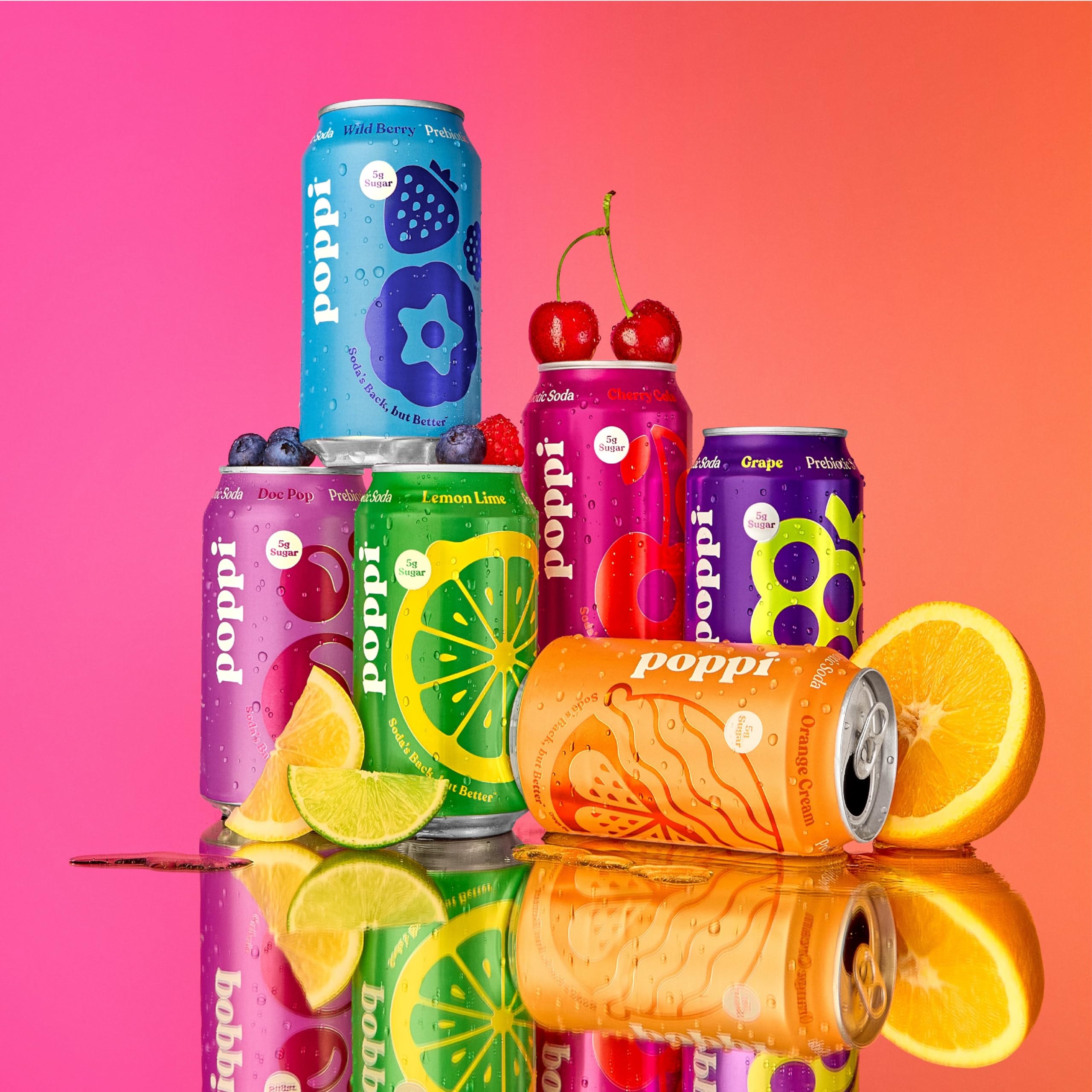 Poppi Prebiotic Soda, Sparkling Water & Fruit Juice, Major Mix, 12 Oz, 12 Pack
