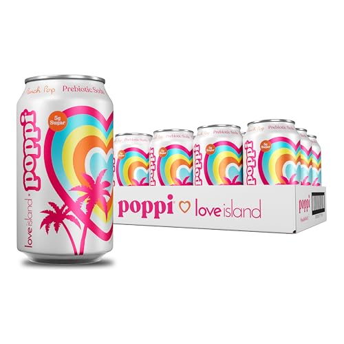 Poppi Sparkling Prebiotic Soda Beverage with Apple Cider Vinegar, Seltzer Water and Fruit Juice, Packaging May Vary, 12 oz, Pack of 12