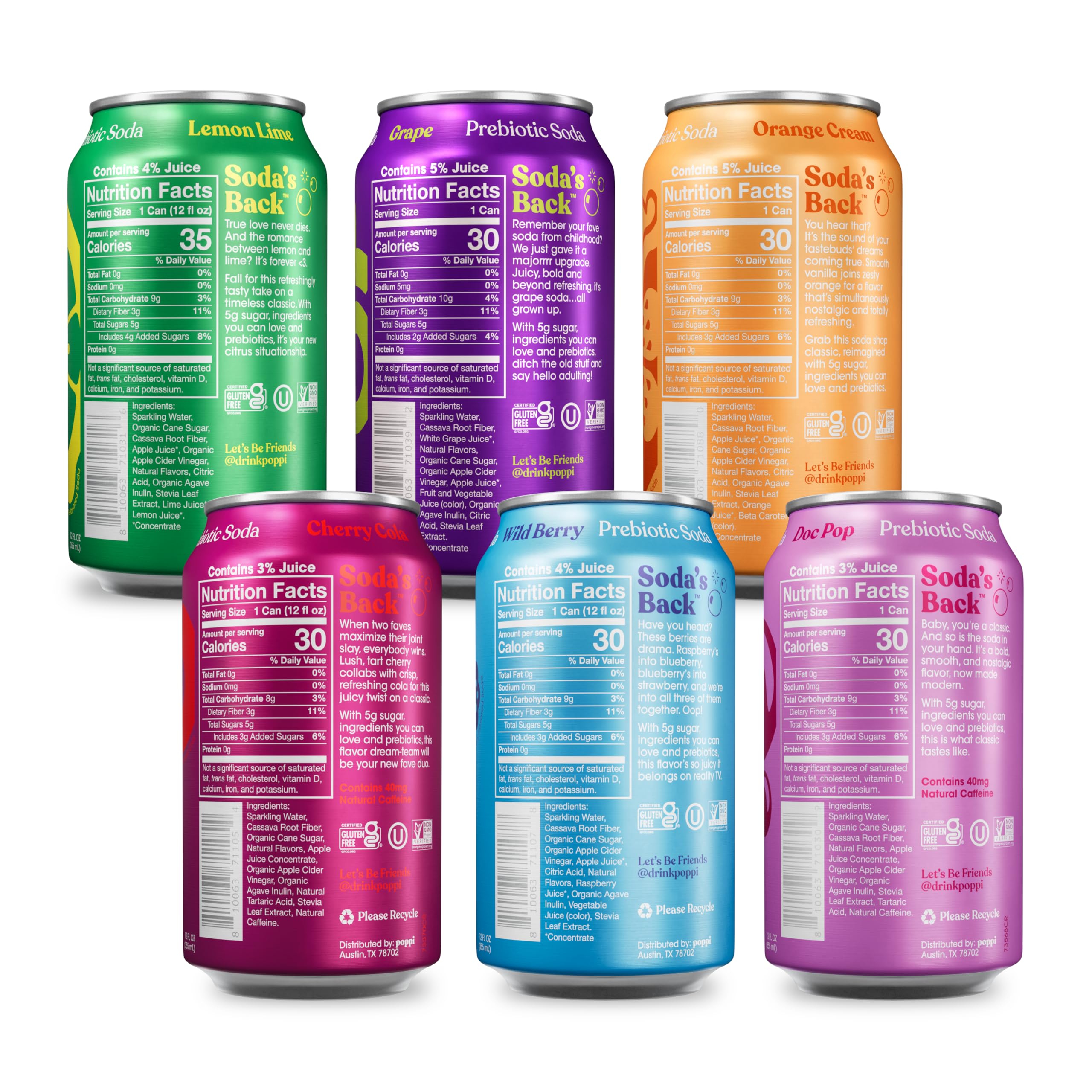 Poppi Prebiotic Soda, Sparkling Water & Fruit Juice, Major Mix, 12 Oz, 12 Pack