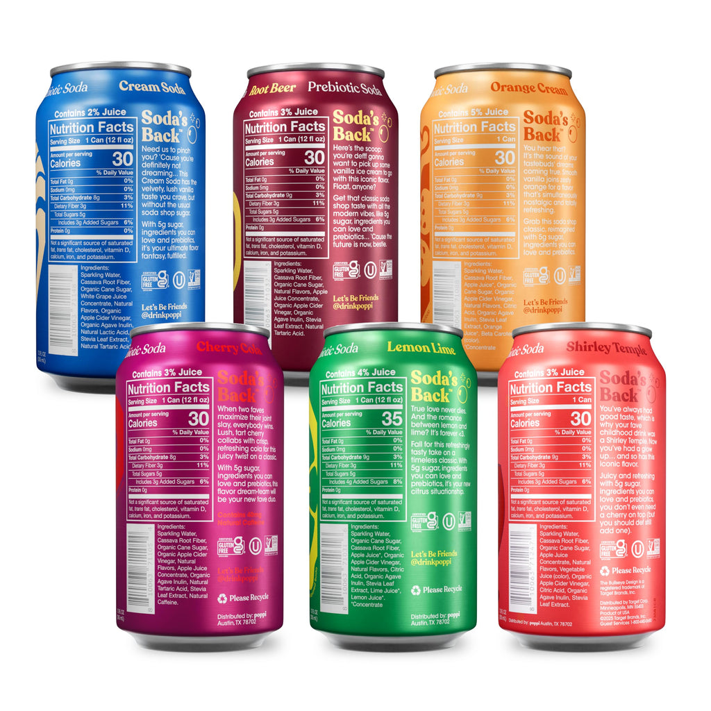 Poppi Prebiotic Soda, Sparkling Water & Fruit Juice, Major Mix, 12 Oz, 12 Pack