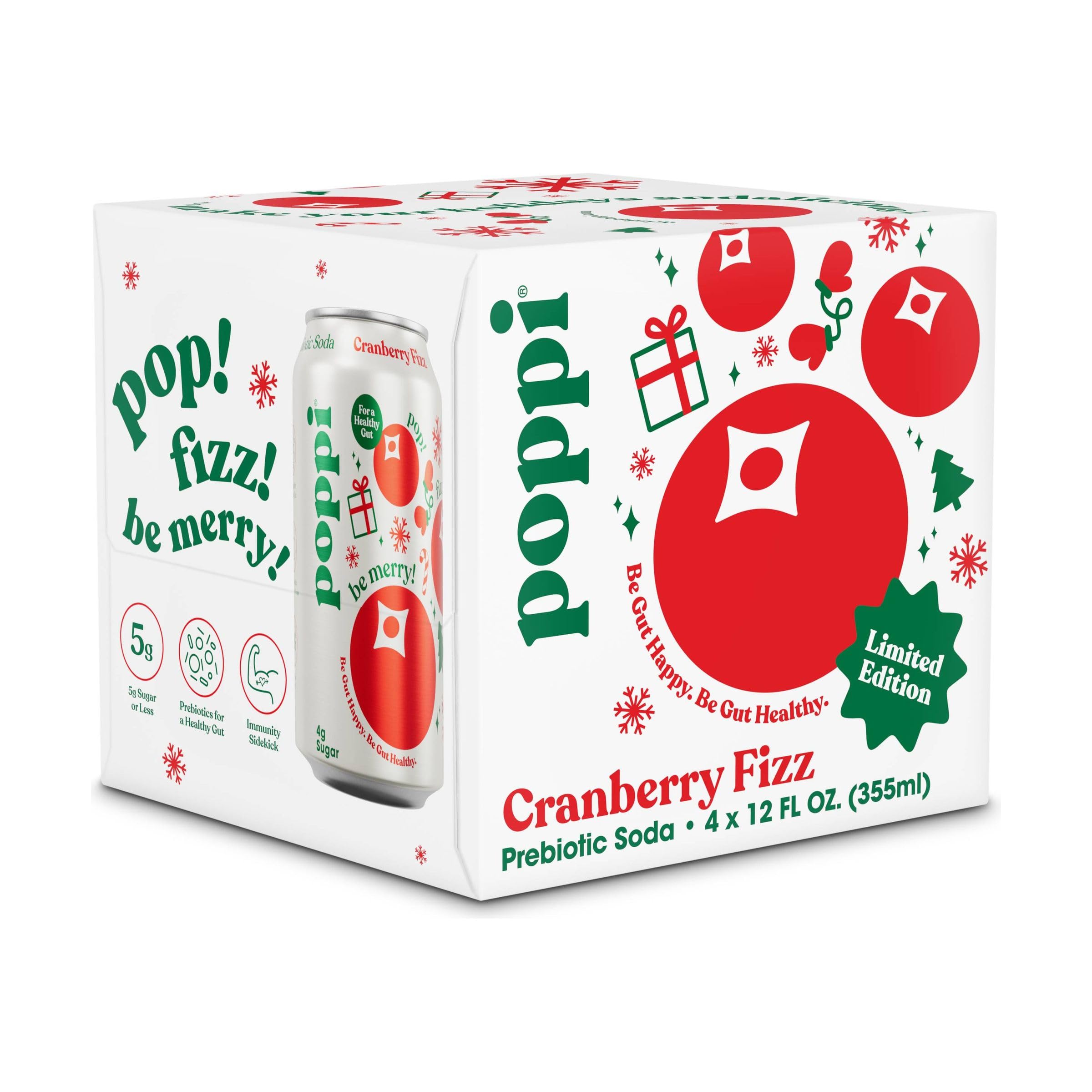 Poppi Cranberry Fizz Prebiotic Soda 4Pk Cans, 12 Fz