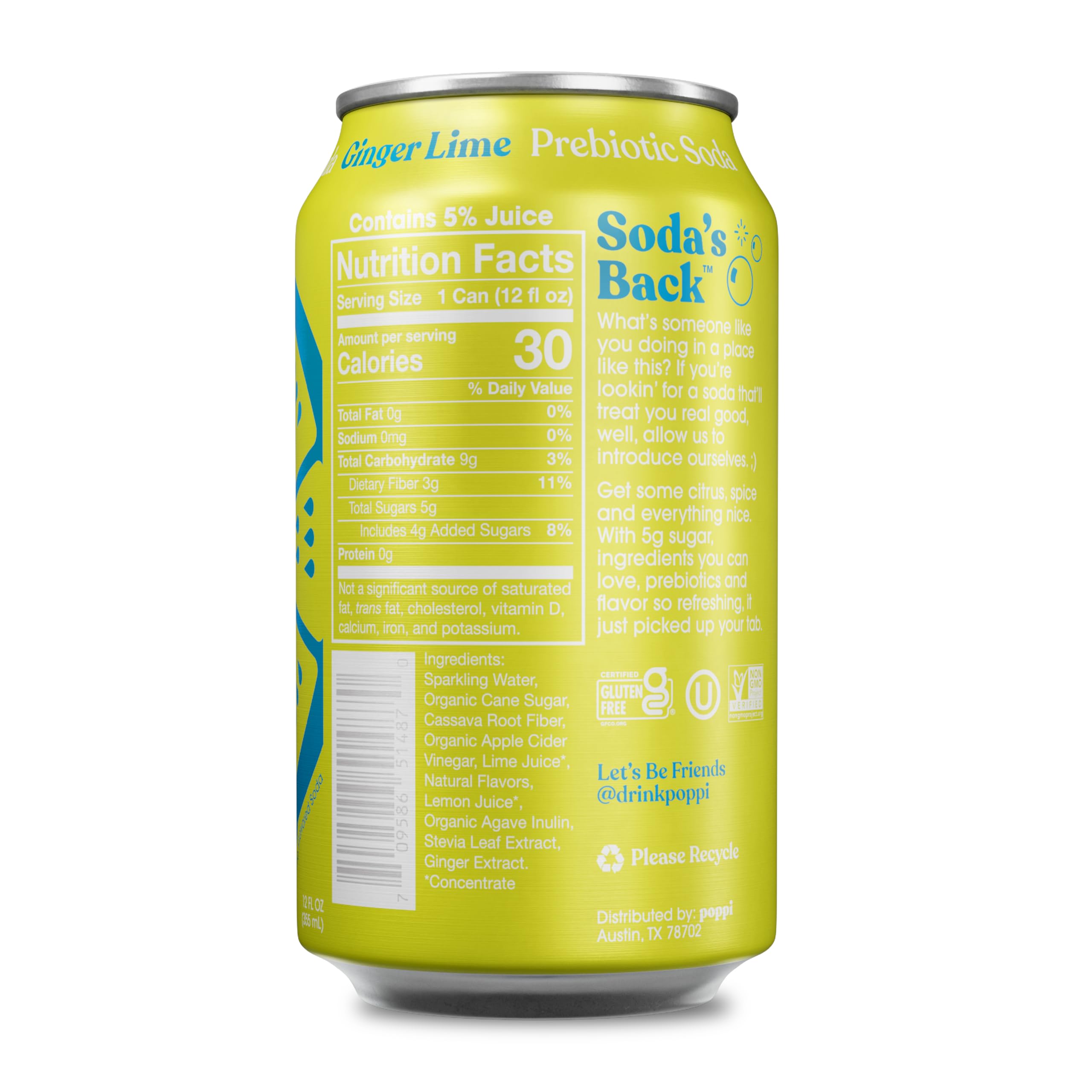 Poppi Sparkling Prebiotic Soda Beverage with Apple Cider Vinegar, Seltzer Water and Fruit Juice, Packaging May Vary, 12 oz, Pack of 12
