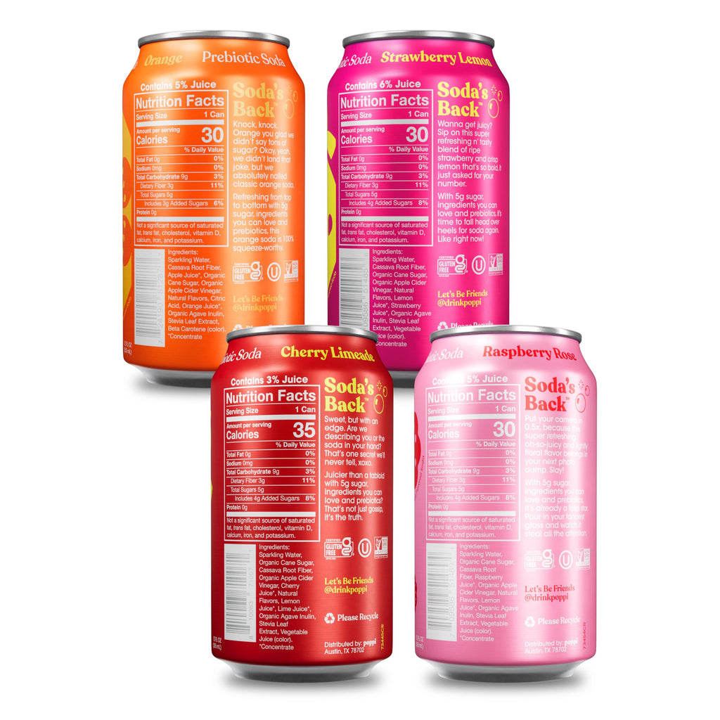 Poppi Prebiotic Soda, Sparkling Water & Fruit Juice, Major Mix, 12 Oz, 12 Pack