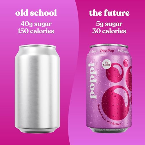 Poppi Sparkling Prebiotic Soda Beverage with Apple Cider Vinegar, Seltzer Water and Fruit Juice, Packaging May Vary, 12 oz, Pack of 12