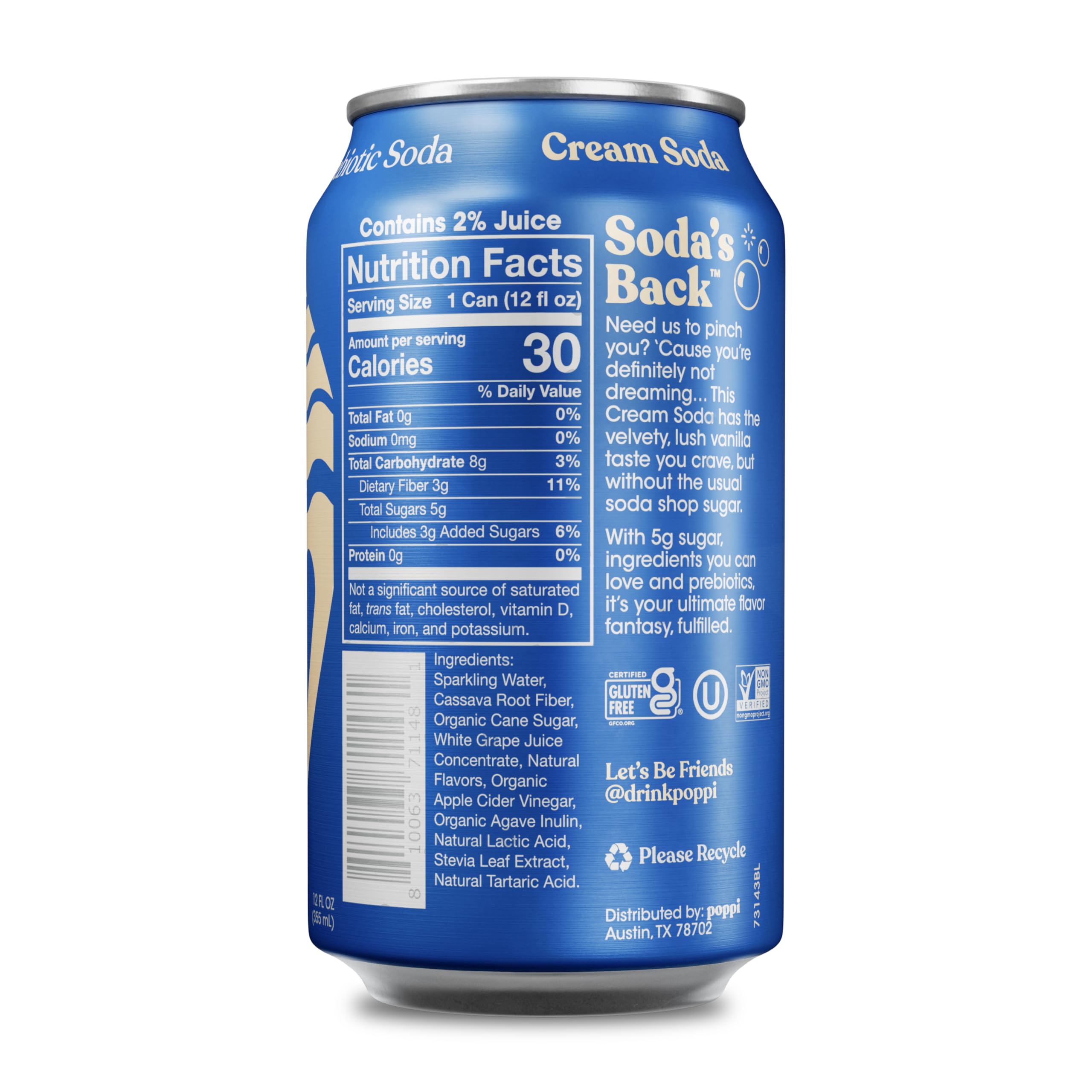 Poppi Sparkling Prebiotic Soda Beverage with Apple Cider Vinegar, Seltzer Water and Fruit Juice, Packaging May Vary, 12 oz, Pack of 12