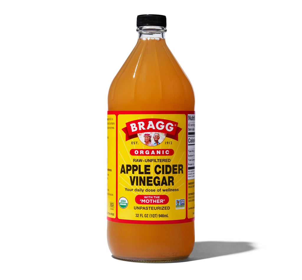 Bragg Organic Apple Cider Vinegar With the Mother– Raw, Unfiltered All Natural Ingredients