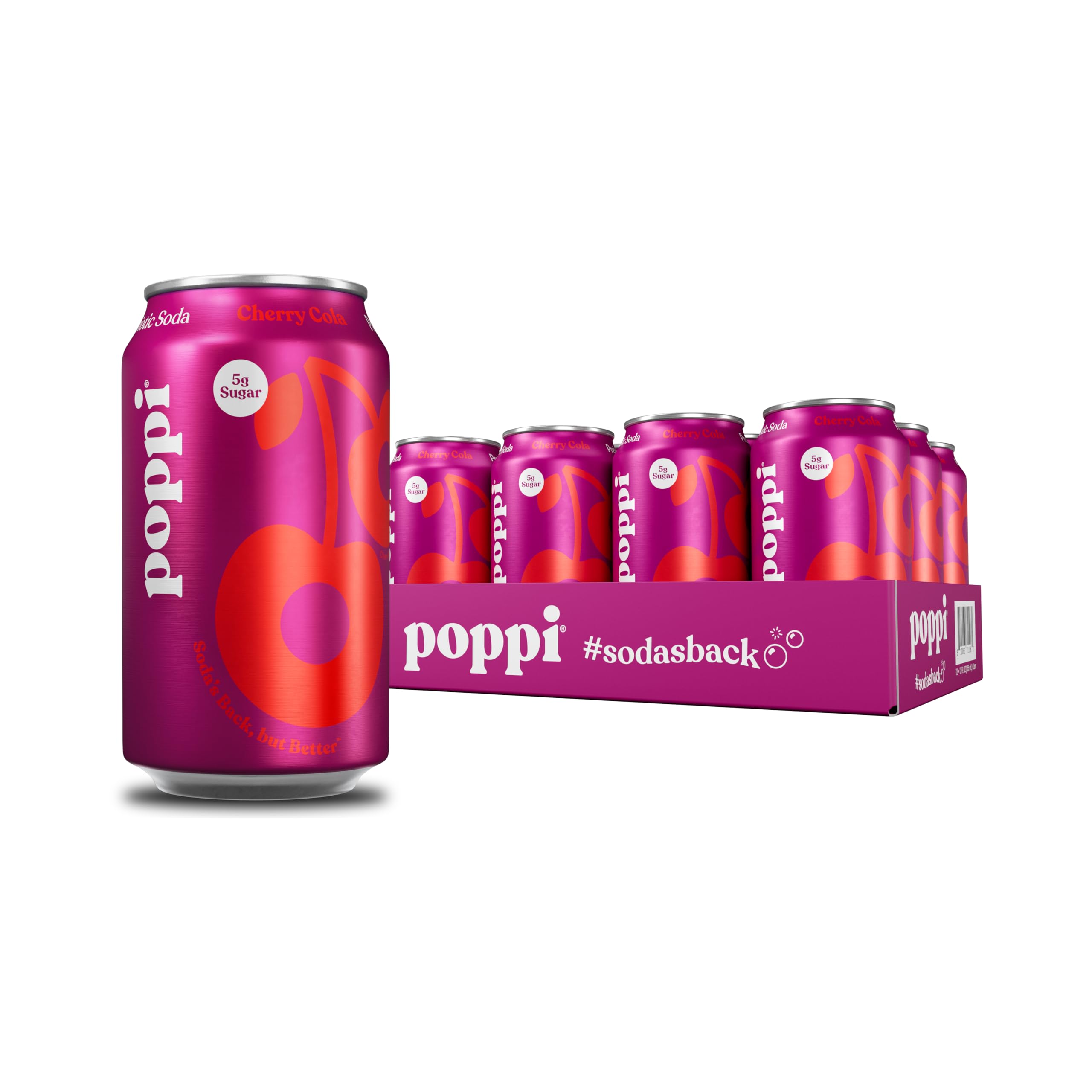 Poppi Sparkling Prebiotic Soda Beverage with Apple Cider Vinegar, Seltzer Water and Fruit Juice, Packaging May Vary, 12 oz, Pack of 12