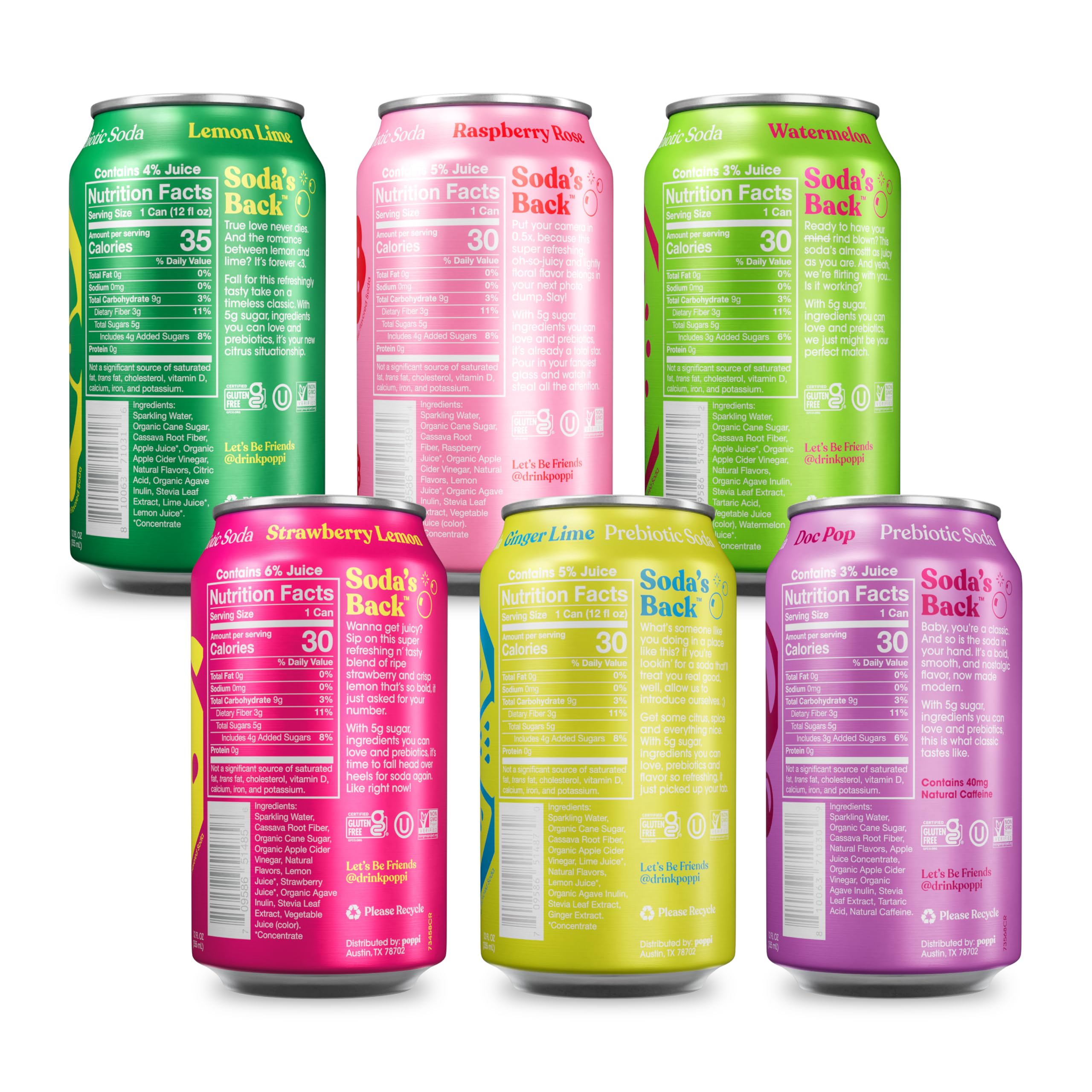 Poppi Prebiotic Soda, Sparkling Water & Fruit Juice, Major Mix, 12 Oz, 12 Pack