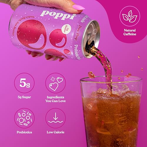 Poppi Sparkling Prebiotic Soda Beverage with Apple Cider Vinegar, Seltzer Water and Fruit Juice, Packaging May Vary, 12 oz, Pack of 12