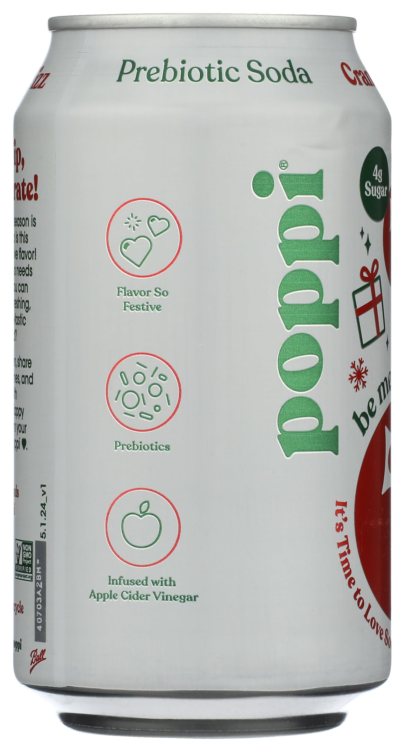 Poppi Cranberry Fizz Prebiotic Soda, 12 Fl Oz