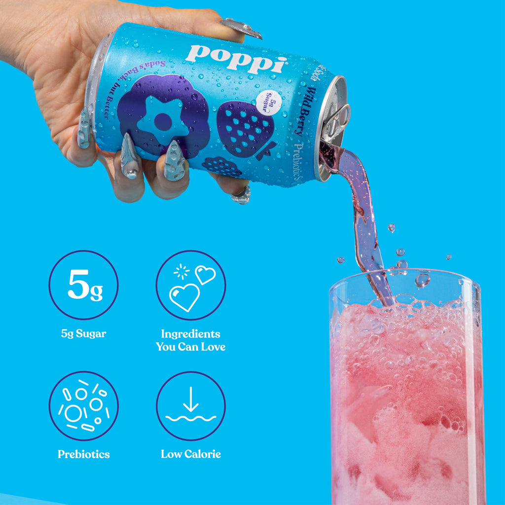 Poppi Sparkling Prebiotic Soda Beverage with Apple Cider Vinegar, Seltzer Water and Fruit Juice, Packaging May Vary, 12 oz, Pack of 12
