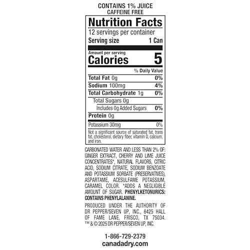 Canada Dry Zero Sugar Ginger Ale Soda