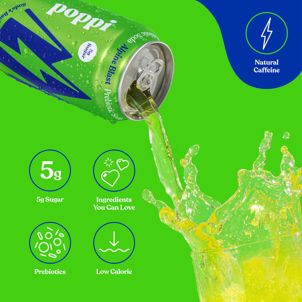 Poppi Sparkling Prebiotic Soda Beverage with Apple Cider Vinegar, Seltzer Water and Fruit Juice, Packaging May Vary, 12 oz, Pack of 12