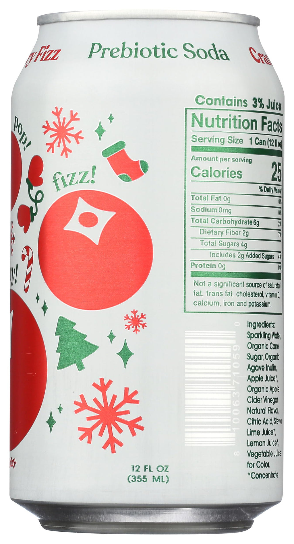 Poppi Cranberry Fizz Prebiotic Soda, 12 Fl Oz