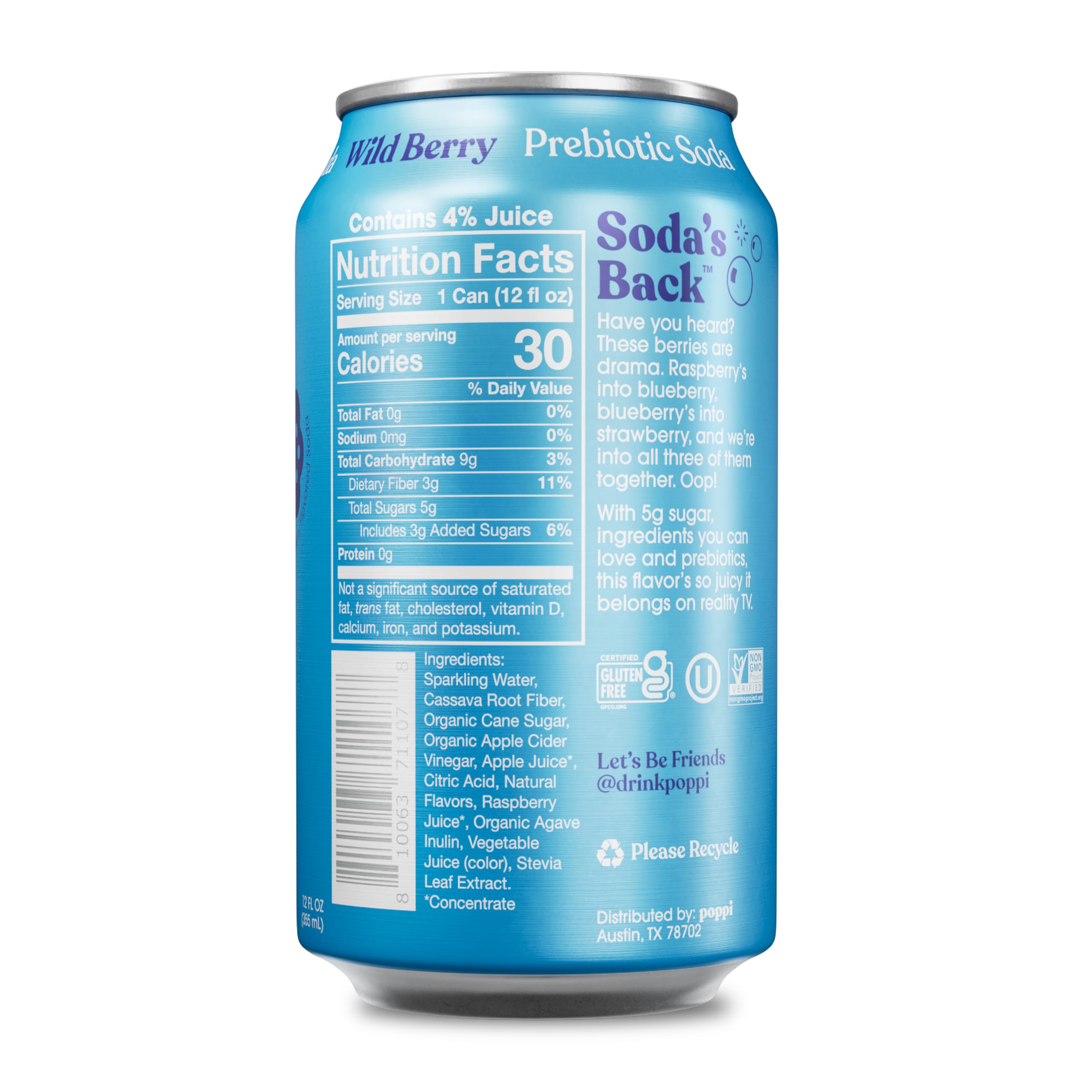 Poppi Sparkling Prebiotic Soda Beverage with Apple Cider Vinegar, Seltzer Water and Fruit Juice, Packaging May Vary, 12 oz, Pack of 12