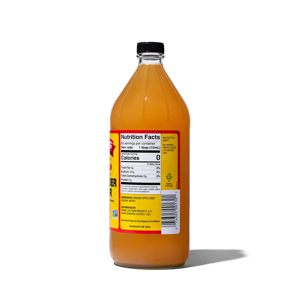 Bragg Organic Raw Unfiltered Apple Cider Vinegar, 32 fl.oz (Pack of 2)