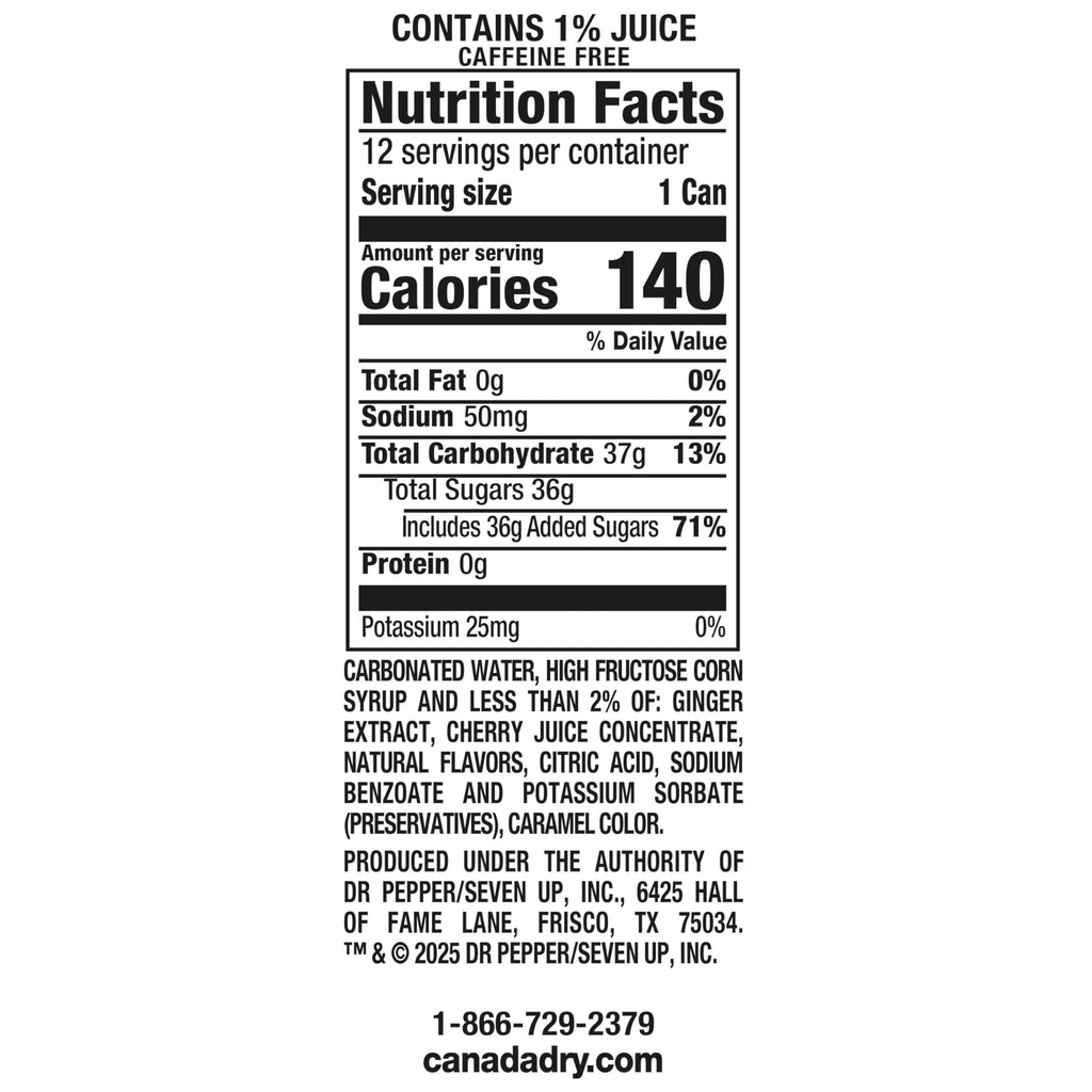 Canada Dry Zero Sugar Ginger Ale Soda
