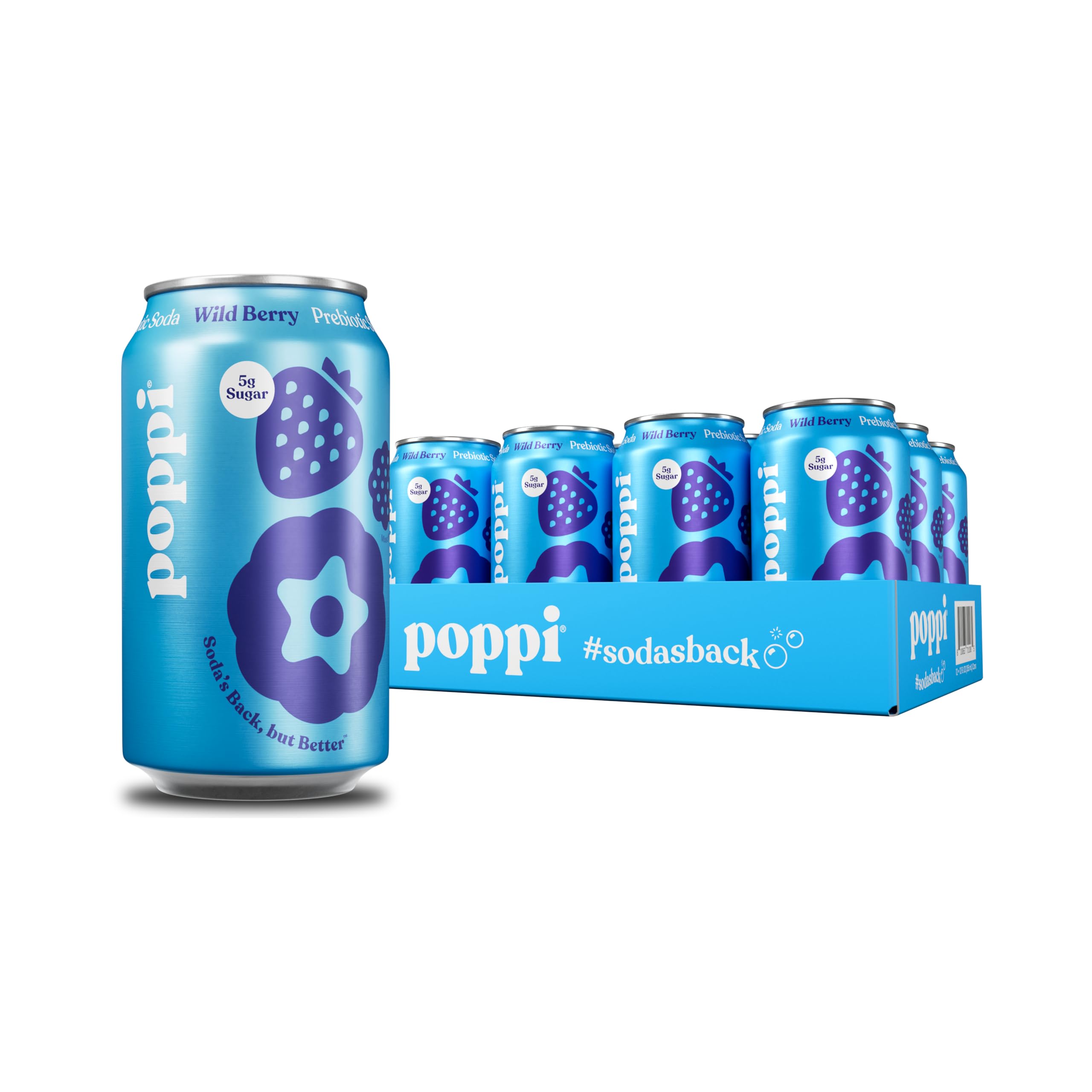 Poppi Sparkling Prebiotic Soda Beverage with Apple Cider Vinegar, Seltzer Water and Fruit Juice, Packaging May Vary, 12 oz, Pack of 12